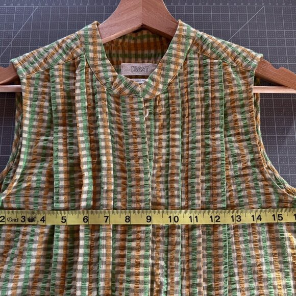 Toast Flora Check Seersucker Dress, Sea Green/Taupe, 6 - Picture 8 of 8